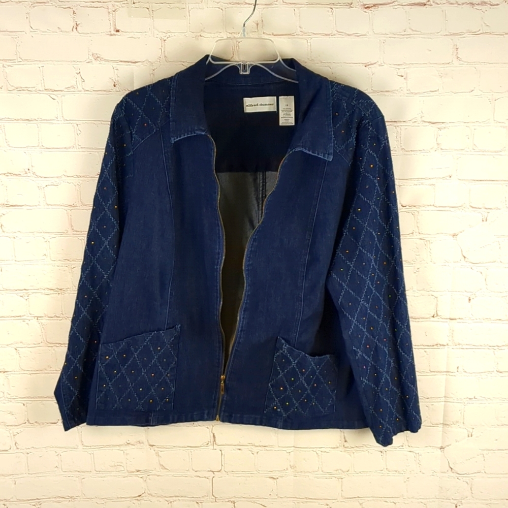 Alfred Dunner Women's Full Zip Denim Jacket Size 16